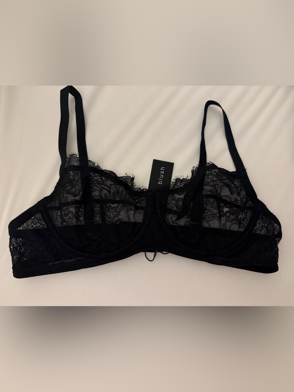 NEW Blush Black Sheer Lace Underwire Bra